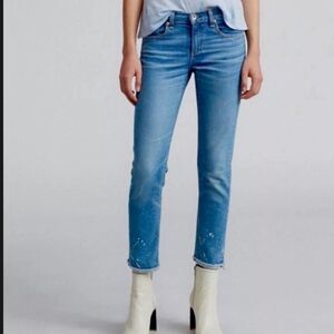 RAG & BONE The Dre Capri Slim Boyfriend Paint Splatter Bulwarks size 26‎